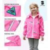 imageSaphiRose Kids Rain Jacket Waterproof Raincoat Mesh Lined Coat with Removable Hood for Boys GirlsPink Pony