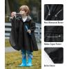 imageSaphiRose Lightweight Kids Rain Poncho Waterproof Jacket Zipper Up Rain CoatBlack