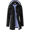 imageSaphiRose Womens Long Rain Jacket Waterproof Rain Coat with Hood Outdoor Light Raincoats WindbreakerBlack