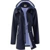imageSaphiRose Womens Long Rain Jacket Waterproof Rain Coat with Hood Outdoor Light Raincoats WindbreakerNavy