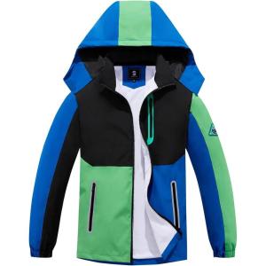 imageSaphiRose Kids Rain Jacket Waterproof Raincoat Mesh Lined Coat with Removable Hood for Boys GirlsCombicolor