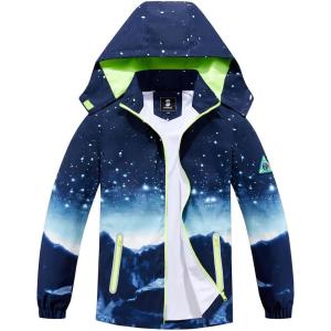imageSaphiRose Kids Rain Jacket Waterproof Raincoat Mesh Lined Coat with Removable Hood for Boys GirlsUniverse