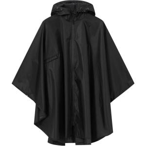 imageSaphiRose Lightweight Kids Rain Poncho Waterproof Jacket Zipper Up Rain CoatBlack