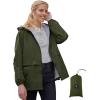 imageSaphiRose Lightweight Rain Jacket Women Waterproof Breathable Raincoat Packable Hooded WindbreakerArmy Green