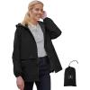 imageSaphiRose Lightweight Rain Jacket Women Waterproof Breathable Raincoat Packable Hooded WindbreakerBlack