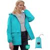 imageSaphiRose Lightweight Rain Jacket Women Waterproof Breathable Raincoat Packable Hooded WindbreakerLight Blue