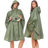 imageSaphiRose Unisex Rain Poncho Hooded Waterproof Raincoat for Adults WomenBarmy Green