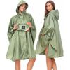 imageSaphiRose Unisex Rain Poncho Hooded Waterproof Raincoat for Adults WomenBgreen