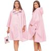 imageSaphiRose Unisex Rain Poncho Hooded Waterproof Raincoat for Adults WomenBpink