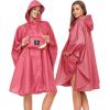 imageSaphiRose Unisex Rain Poncho Hooded Waterproof Raincoat for Adults WomenBrose Red