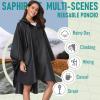 imageSaphiRose Unisex Rain Poncho Raincoat Hooded for Adults Women with PocketsBlack