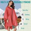 imageSaphiRose Unisex Rain Poncho Raincoat Hooded for Adults Women with PocketsBurgundy