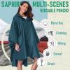 imageSaphiRose Unisex Rain Poncho Raincoat Hooded for Adults Women with PocketsDeep Blue