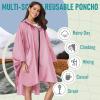 imageSaphiRose Unisex Rain Poncho Raincoat Hooded for Adults Women with PocketsPink