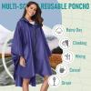 imageSaphiRose Unisex Rain Poncho Raincoat Hooded for Adults Women with PocketsPurple