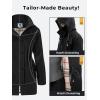 imageSaphiRose Womens Long Hooded Rain Jacket Outdoor Raincoat WindbreakerBlack
