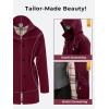 imageSaphiRose Womens Long Hooded Rain Jacket Outdoor Raincoat WindbreakerBurgundy