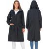 imageSaphiRose Womens Long Rain Jacket Waterproof Lightweight Hooded RaincoatBlack