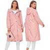 imageSaphiRose Womens Long Rain Jacket Waterproof Lightweight Hooded RaincoatLightpink