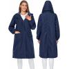 imageSaphiRose Womens Long Rain Jacket Waterproof Lightweight Hooded RaincoatNavy