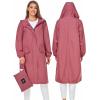 imageSaphiRose Womens Long Rain Jacket Waterproof Lightweight Hooded RaincoatPink