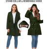 imageSaphiRose Womens WaterResistant Trench Coat DoubleBreasted Long Peacoat with Removable HoodArmy Green
