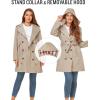 imageSaphiRose Womens WaterResistant Trench Coat DoubleBreasted Long Peacoat with Removable HoodKhaki