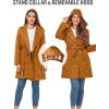 imageSaphiRose Womens WaterResistant Trench Coat DoubleBreasted Long Peacoat with Removable HoodTan