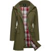 imageSaphiRose Womens Waterproof Rain Jacket Lightweight Raincoat Hooded Windbreaker Trench CoatArmy Green