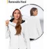 imageSaphiRose Womens Waterproof Rain jacket Lightweight Active Outdoor Raincoat with Removable HoodPure White