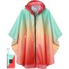 imageSaphiRose Unisex Rain Poncho Raincoat Hooded for Adults Women with PocketsGradient Green Red
