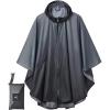 imageSaphiRose Unisex Rain Poncho Raincoat Hooded for Adults Women with PocketsGradient Grey