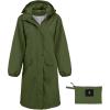 imageSaphiRose Womens Long Rain Jacket Waterproof Lightweight Hooded RaincoatGreen