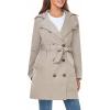 imageSaphiRose Womens WaterResistant Trench Coat DoubleBreasted Long Peacoat with Removable HoodKhaki