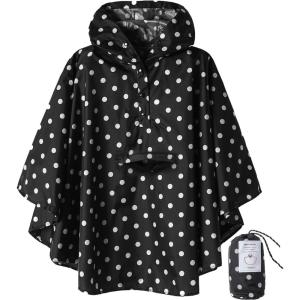 imageSaphiRose Lightweight Kids Rain Poncho Jacket Waterproof Outwear Rain CoatBlack Polka Dot