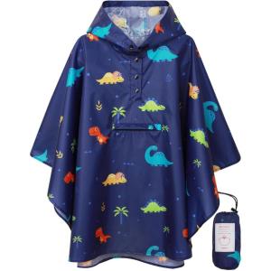 imageSaphiRose Lightweight Kids Rain Poncho Jacket Waterproof Outwear Rain CoatDinosaur