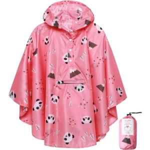 imageSaphiRose Lightweight Kids Rain Poncho Jacket Waterproof Outwear Rain CoatPanda