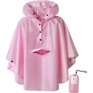 imageSaphiRose Lightweight Kids Rain Poncho Jacket Waterproof Outwear Rain CoatPink