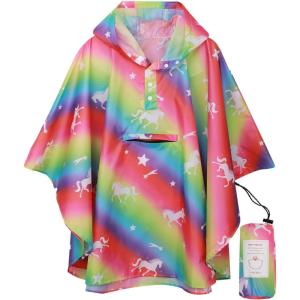 imageSaphiRose Lightweight Kids Rain Poncho Jacket Waterproof Outwear Rain CoatRainbowhorse