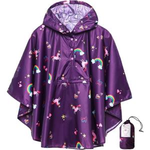 imageSaphiRose Lightweight Kids Rain Poncho Jacket Waterproof Outwear Rain CoatRainbowpony