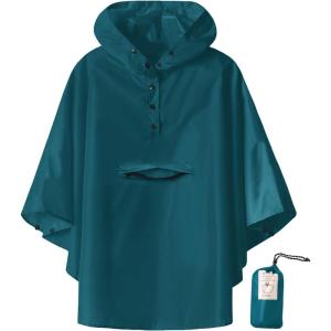 imageSaphiRose Lightweight Kids Rain Poncho Jacket Waterproof Outwear Rain CoatTeal