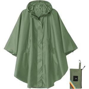 imageSaphiRose Unisex Rain Poncho Hooded Waterproof Raincoat for Adults WomenBarmy Green