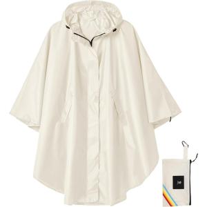 imageSaphiRose Unisex Rain Poncho Hooded Waterproof Raincoat for Adults WomenBbeige