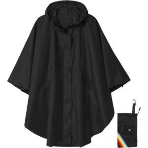 imageSaphiRose Unisex Rain Poncho Hooded Waterproof Raincoat for Adults WomenBblack
