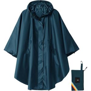 imageSaphiRose Unisex Rain Poncho Hooded Waterproof Raincoat for Adults WomenBdeep Blue