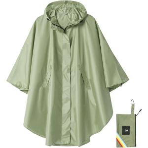 imageSaphiRose Unisex Rain Poncho Hooded Waterproof Raincoat for Adults WomenBgreen