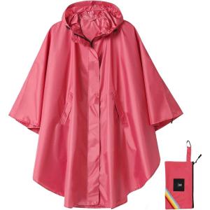 imageSaphiRose Unisex Rain Poncho Hooded Waterproof Raincoat for Adults WomenBrose Red