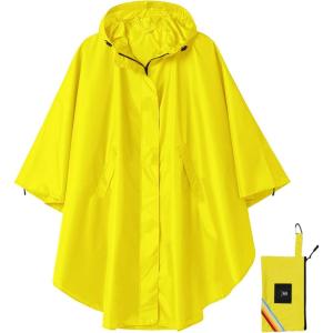 imageSaphiRose Unisex Rain Poncho Hooded Waterproof Raincoat for Adults WomenByellow