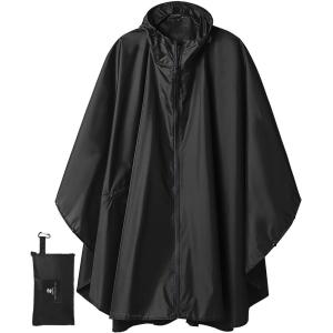 imageSaphiRose Unisex Rain Poncho Raincoat Hooded for Adults Women with PocketsBlack