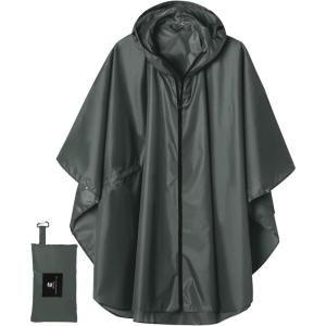 imageSaphiRose Unisex Rain Poncho Raincoat Hooded for Adults Women with PocketsDeep Grey